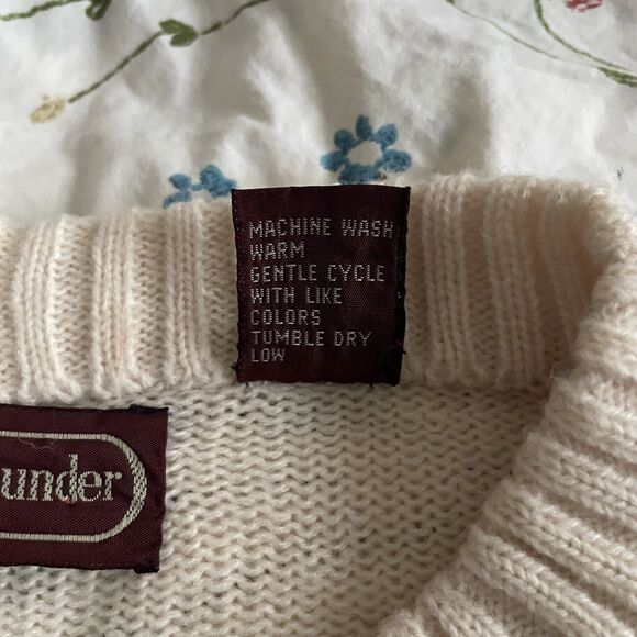 Vintage Year Rounder Sweater Men’s Medium Tan Striped Pullover Sweater - Picture 7 of 13